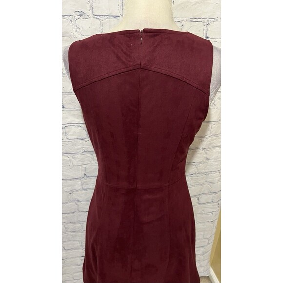 The Impeccable Pig Micro Suede Sleeves Wine Maroon Dress Size Small - Picture 5 of 8